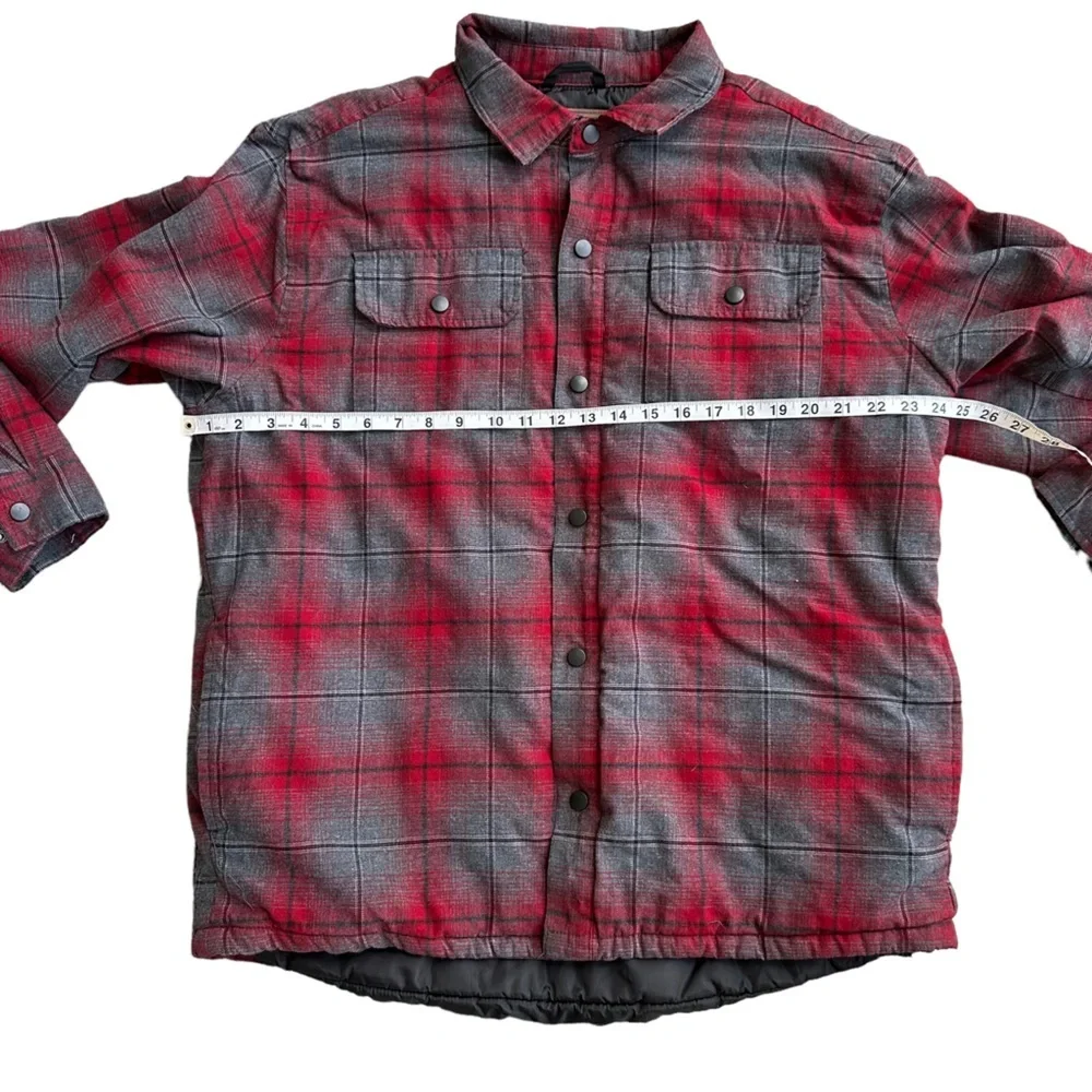 Rugged Elements Men's‎ Red & Grey Plaid Front Snap Shacket with Lining Size: XL